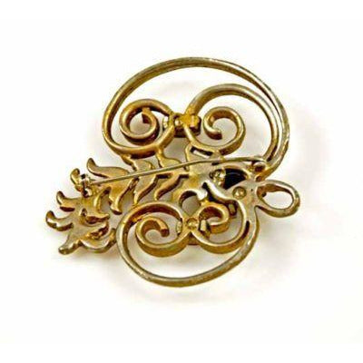 Vintage Brooch Silver Tone Swirl Cobalt Stone 1940S On Sale The Best Vintage Clothing