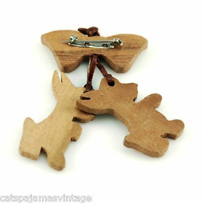 Vintage Brooch Wooden Folk Art Scotty Dogs 1940S On Sale The Best Vintage Clothing