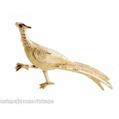 Vintage Signed BSK Pheasant or Road Runner Brooch 1960s On Sale BSK