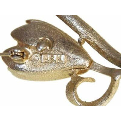 Vintage BSK Rhinestone Golden Tulip Brooch 1950S On Sale BSK