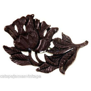 Vintage Carved Celluloid Brooch Unusual Brown Flower 1930s - The Best Vintage Clothing
 - 1