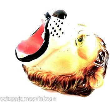 Vintage Circus Lion Wall Hanger Pottery Open Mouth Japan On Sale The Best Vintage Clothing