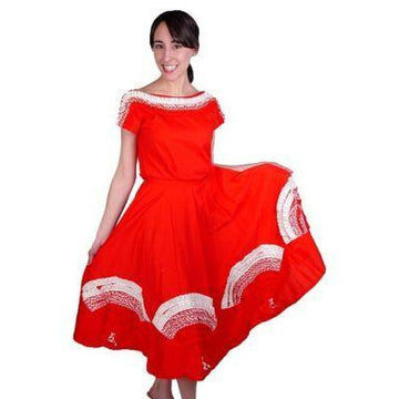 Vintage Dress Red Rockabilly Circle Skirt  Outfit Fans Detail 1950S 34-24-Free - The Best Vintage Clothing
 - 1