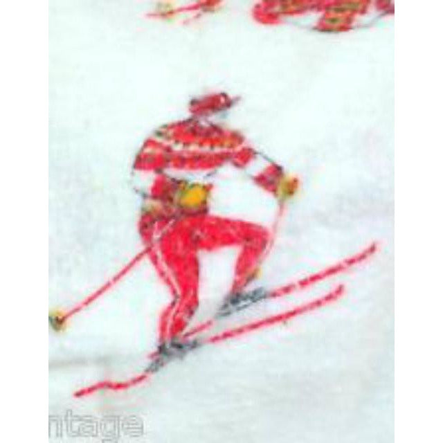 Vintage Fabric Sample Skiing Skis Skier Print 1950S On Sale The Best Vintage Clothing