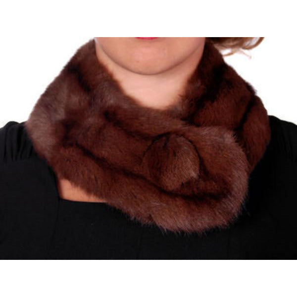 Vintage Fur Neck Scarf Brown Squirrel/ Large Button 1950S Women's vendor-unknown