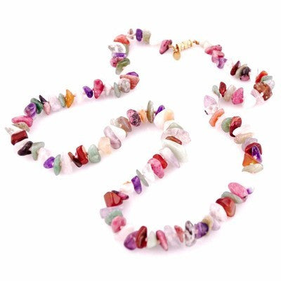 Vintage Gemstone Necklace Les Bernard 30" Long Jewelry Les Bernard