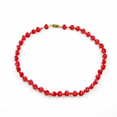 Vintage Glass Necklace Red Oblique Beads 1940S 15" - The Best Vintage Clothing
 - 1