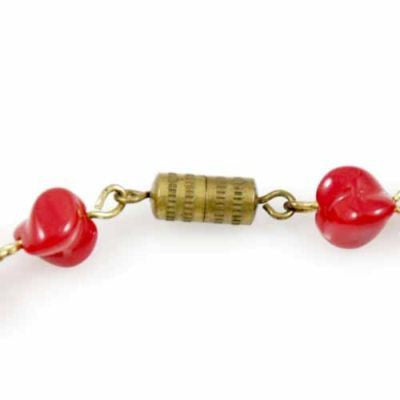 Vintage Glass Necklace Red Oblique Beads 1940S 15" On Sale The Best Vintage Clothing