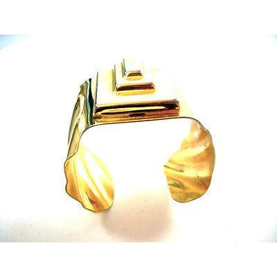 Vintage Gold Tone Geometric Cubist Cuff Bracelet 1980S On Sale The Best Vintage Clothing