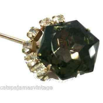 Vintage Hat Pin 1920s Smoky Black & Rhinestones Prongset On Sale,Hats,Women's The Best Vintage Clothing