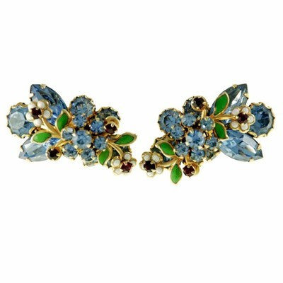 Vintage Hattie Carnegie Earrings Blue Rhinestones 1950S Cart2cart Hattie Carnegie