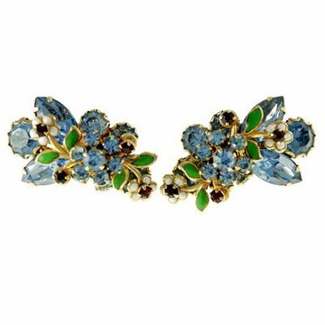 Vintage Hattie Carnegie Earrings Blue Rhinestones 1950S Cart2cart Hattie Carnegie