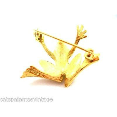 Vintage Jomaz Rhinestone & Gold Frog Brooch Ruby Red Eyes 1950s Cart2cart Jomaz