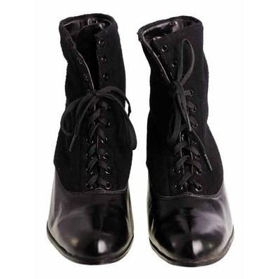 Vintage Black Wool & Leather Lace Up Boots 1910s NIB#9 Womens Sz 8 S S & Co Shoes,On Sale The Best Vintage Clothing
