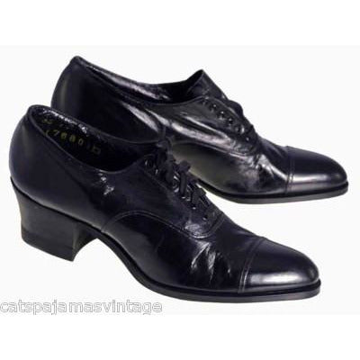 VINTAGE  Oxfords Shoes Black Leather Cap Toe  Walk Over 1920s NIB Size EU35 US5 - The Best Vintage Clothing
 - 1