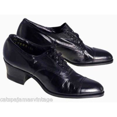 VINTAGE Oxfords Shoes Black Leather Cap Toe Walk Over 1920s NIB Size EU35 US5 Shoes,Women's,On Sale Walk Over