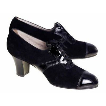 Vintage Ladies Black Suede/Patent Cap Toe Oxford Shoes 1920S Walk Over NIB Size 6A - The Best Vintage Clothing
 - 1
