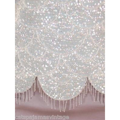 Vintage Shell Top Sleeveless Blue Sequin Sweater Shimmy 1960s Scalloped Hem Med New Arrivals The Best Vintage Clothing