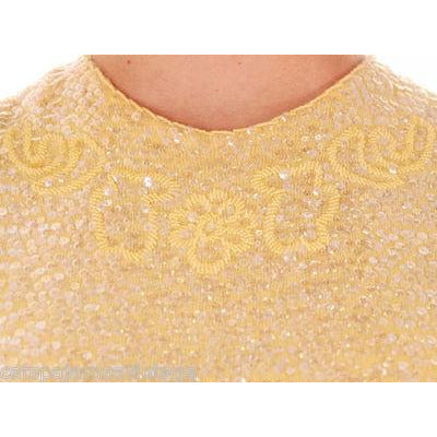 Vintage Ladies Top Sleeveless Yellow Sequin Sweater Shimmy 1960s B. Altman Med New Arrivals The Best Vintage Clothing