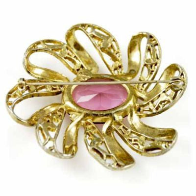 Vintage Large Goldtone Brooch/Pink Stone 1940S On Sale The Best Vintage Clothing
