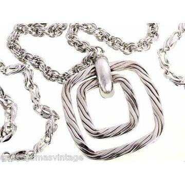 Vintage Large Silver Tone Triple Heavy Chain & Braided Steel Fob 1960s - The Best Vintage Clothing
 - 1