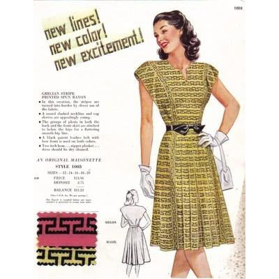 VINTAGE MAISONETTE FABRIC SWATCH 1940S 8X11 1003 - The Best Vintage Clothing
