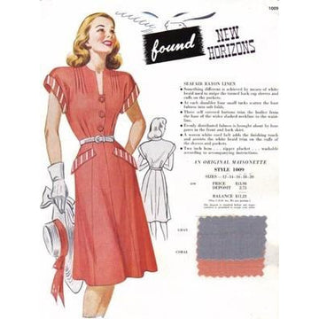 VINTAGE MAISONETTE FABRIC SWATCH 1940S 8X11 1009 1009 - The Best Vintage Clothing
