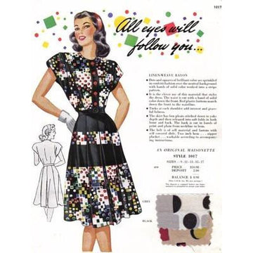 VINTAGE MAISONETTE FABRIC SWATCH 1940S 8X11 1017 1017 - The Best Vintage Clothing
