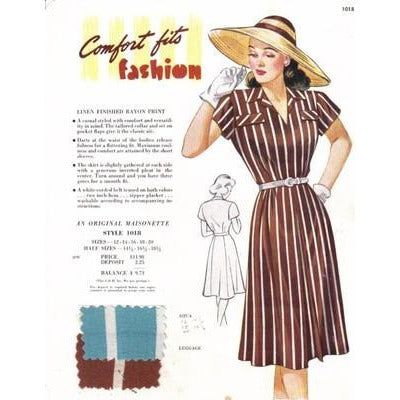 VINTAGE MAISONETTE FABRIC SWATCH 1940S 8X11 1018 1018 - The Best Vintage Clothing

