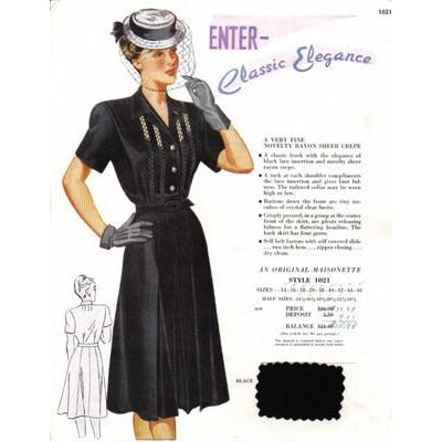 VINTAGE MAISONETTE FABRIC SWATCH 1940S 8X11 1021 1021 - The Best Vintage Clothing
