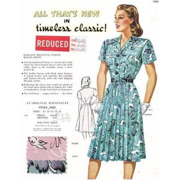 VINTAGE MAISONETTE FABRIC SWATCH 1940S 8X11 1025 1025 - The Best Vintage Clothing
