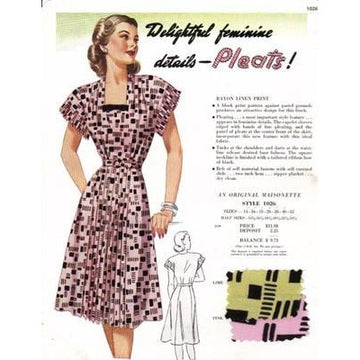 VINTAGE MAISONETTE FABRIC SWATCH 1940S 8X11 1026 1026 - The Best Vintage Clothing

