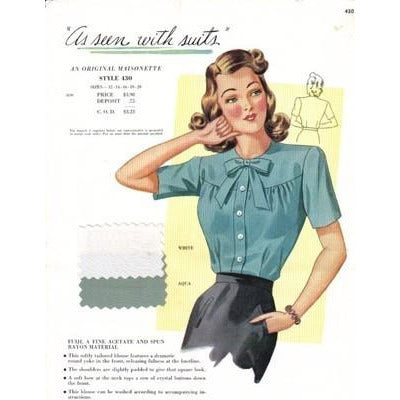 VINTAGE MAISONETTE FABRIC SWATCH 1940S 8X11 430 430 - The Best Vintage Clothing
