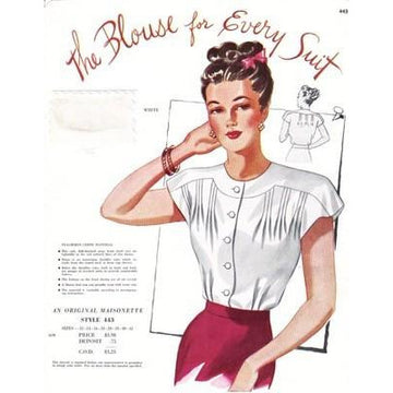 VINTAGE MAISONETTE FABRIC SWATCH 1940S 8X11 443 443 - The Best Vintage Clothing
