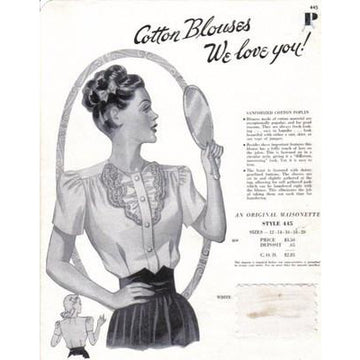 VINTAGE MAISONETTE FABRIC SWATCH 1940S 8X11 445 445 - The Best Vintage Clothing
