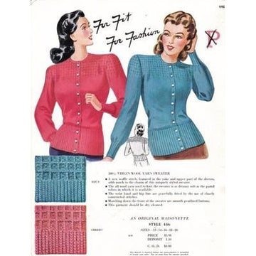 VINTAGE MAISONETTE FABRIC SWATCH 1940S 8X11 446 446 - The Best Vintage Clothing
