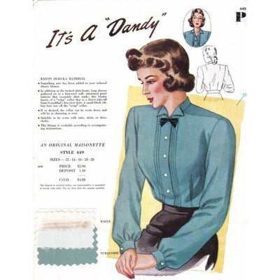 VINTAGE MAISONETTE FABRIC SWATCH 1940S 8X11 449 449 - The Best Vintage Clothing
