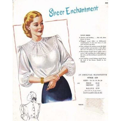 VINTAGE MAISONETTE FABRIC SWATCH 1940S 8X11 459 459 - The Best Vintage Clothing

