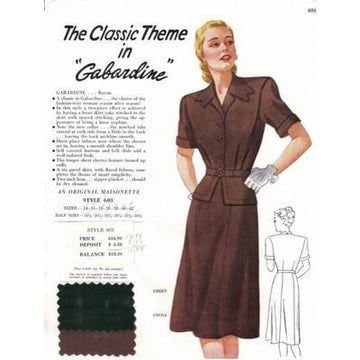 VINTAGE MAISONETTE FABRIC SWATCH 1940S 8X11 603 603 - The Best Vintage Clothing

