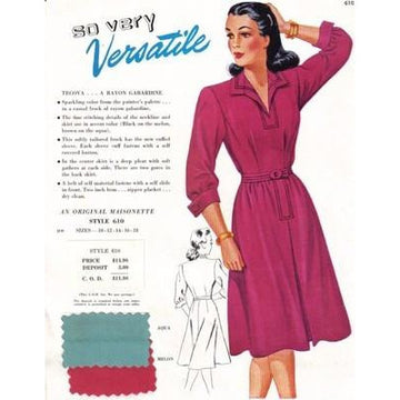 VINTAGE MAISONETTE FABRIC SWATCH 1940S 8X11 610 610 - The Best Vintage Clothing
