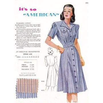 VINTAGE MAISONETTE FABRIC SWATCH 1940S 8X11 612 612 - The Best Vintage Clothing
