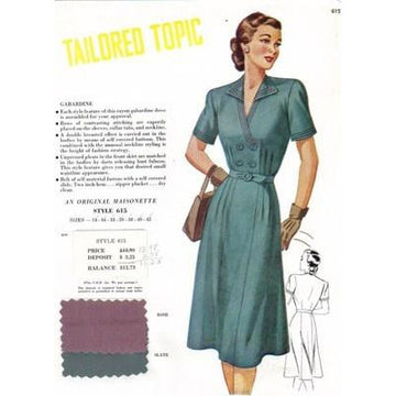 VINTAGE MAISONETTE FABRIC SWATCH 1940S 8X11 615 615 - The Best Vintage Clothing
