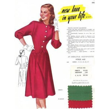 VINTAGE MAISONETTE FABRIC SWATCH 1940S 8X11 642 642 - The Best Vintage Clothing
