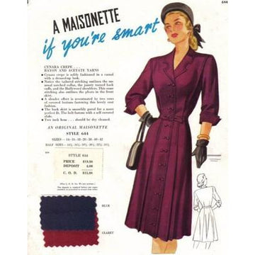 VINTAGE MAISONETTE FABRIC SWATCH 1940S 8X11 644 644 - The Best Vintage Clothing
