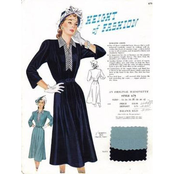 VINTAGE MAISONETTE FABRIC SWATCH 1940S 8X11 679 679 - The Best Vintage Clothing
