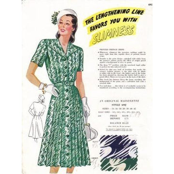 VINTAGE MAISONETTE FABRIC SWATCH 1940S 8X11 692 692 - The Best Vintage Clothing
