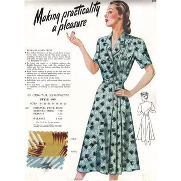 VINTAGE MAISONETTE FABRIC SWATCH 1940S 8X11 699 699 - The Best Vintage Clothing
