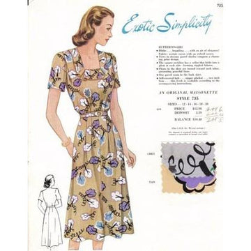 VINTAGE MAISONETTE FABRIC SWATCH 1940S 8X11 735 735 - The Best Vintage Clothing
