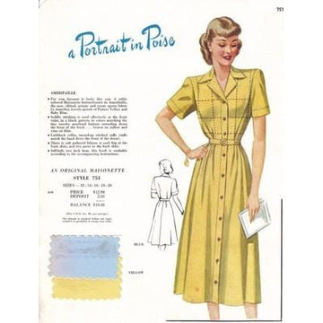 VINTAGE MAISONETTE FABRIC SWATCH 1940S 8X11 751 751 - The Best Vintage Clothing
