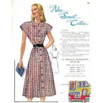 VINTAGE MAISONETTE FABRIC SWATCH 1940S 8X11 766 766 - The Best Vintage Clothing
